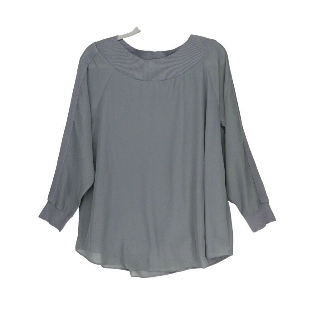 Soft Surroundings Chiffon Tunic Women Size Large Dianthus Grey Chiffon Casual